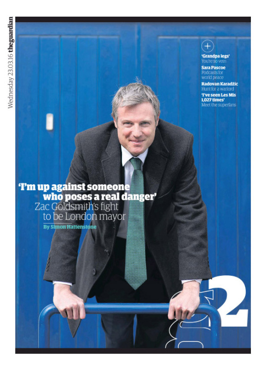 Zac Goldsmith - The Guardian G2 Cover